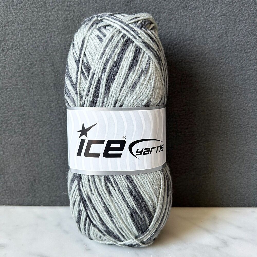 Ice Yarns Magic Sock Wool Blend Variegated Yarn - 1 Skein Colors Grey Shadow